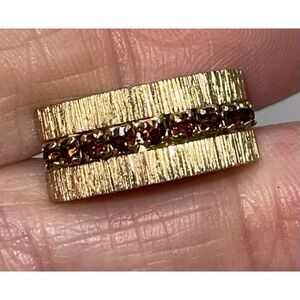 Sarah Coventry ?   Rhinestone Cufflinks and Tie Clip Brushed Gold 3pc